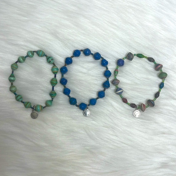 ❗️DONATED❗️BEAD FOR LIFE UGANDA BEADS BRACELETS 3PC SET - Picture 1 of 9